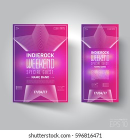 Vector music poster templates set. Hand drawn Watercolor stain background. Abstract background for card, brochure, banner, web design.