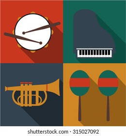 Vector music retro icon set