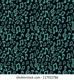 Vector music seamless pattern with icons and pictograms