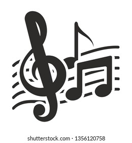 Vector music song icon. Note composition monochrome flat symbol isolated. Music sign, logo illustration.