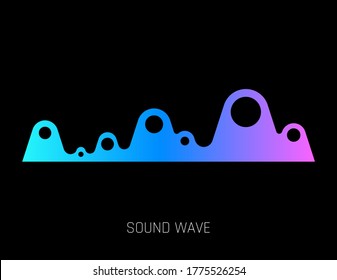Vector music sound waves. Audio digital equalizer technology, console panel, musical pulse. Dark background