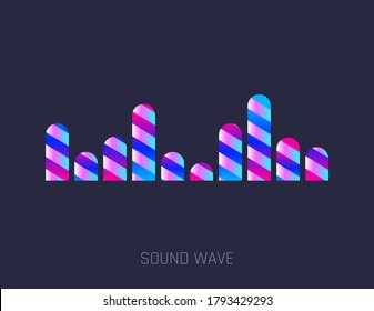 Vector music sound waves. Audio digital equalizer technology, console panel, musical pulse. Dark background