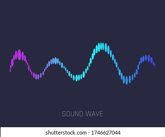 Vector Musik klingt Wellen. Konzeptmusik: Audio Digital Equalizer Technologie, Konsolen Panel, musikalischer Puls. Dynamischer Lichtstrom mit Neonlicht-Effekt