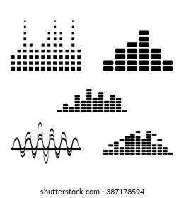 Vector music sound waves icons digital equalizer collection