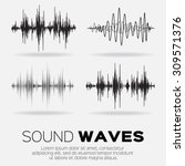 Vector music sound waves set. Audio sound equalizer technology, pulse musical. Vector illustration