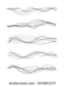 Vector music sound waves set. Audio digital equalizer technology, console panel, pulse musical.