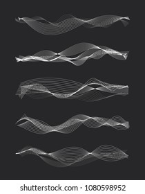 Vector music sound waves set. Audio digital equalizer technology, console panel, pulse musical.