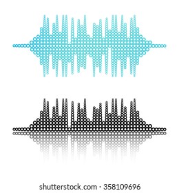 Vector music sound waves set. Vector illustration. Template for web works, cover, wallpaper or some art and business works.