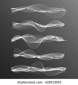 Vector music sound waves set. Audio digital equalizer technology,  pulse musical.