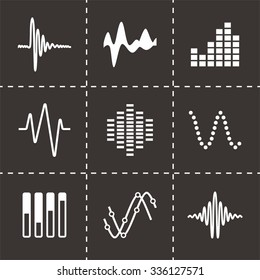 Vector Music soundwave icon set on black background