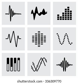 Vector Music soundwave icon set on grey background