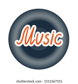 Vector music sticker.  Isolated on white.