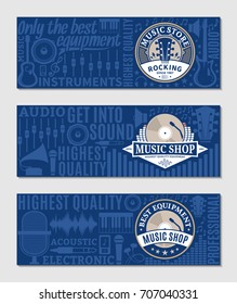 Vector music store banner set