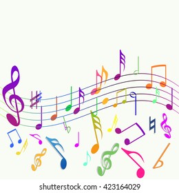 Colorful Music Background Random Musical Symbols Stock Illustration ...