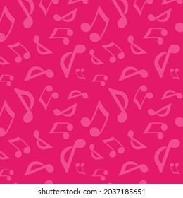 Vector music symbols pattern on pink background