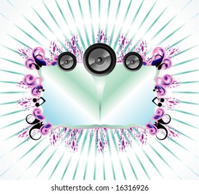Vector music theme frame with mirror effect