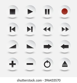 Vector music and video icons on white black style