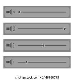 Vector Music Volume Bar Isolated on White Background. Filter Control Flat Design. Sound Mixer Icon. Adjustment Music Logo. Speaker and Scale Set.