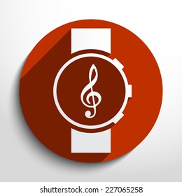 Vector music watch web icon. Eps 10.