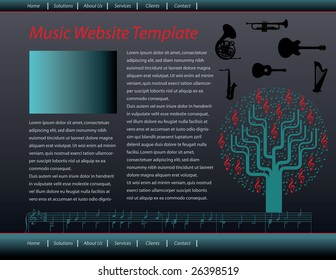 Vector music web site design template
