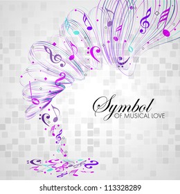 Vector musical background with colorful musical notes and waves and copy space for your text. EPS 10. can be use as flyer, banner, poster or template for musical events and other occasions.