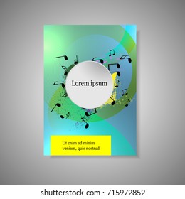 Vector musical background with colorful musical notes and waves and copy space for your text. can be use as flyer, banner, poster or template for musical events and other occasions.