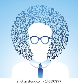 Vector musical concept - abstract man and musical notes