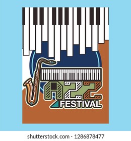 Vector musical flyer Jazz festival. Music poster background festival brochure flyer template. - Vector