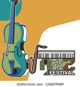 Vector musical flyer Jazz festival. Music poster background festival brochure flyer template. - Vector
