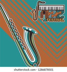 Vector musical flyer Jazz festival. Music poster background festival brochure flyer template. - Vector