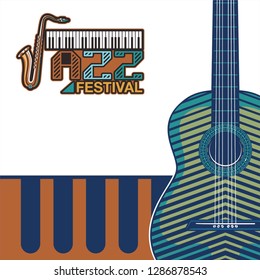 Vector musical flyer Jazz festival. Music poster background festival brochure flyer template. - Vector