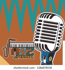 Vector musical flyer Jazz festival. Music poster background festival brochure flyer template. - Vector