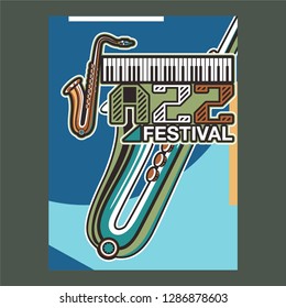 Vector musical flyer Jazz festival. Music poster background festival brochure flyer template. - Vector