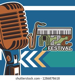Vector musical flyer Jazz festival. Music poster background festival brochure flyer template. - Vector