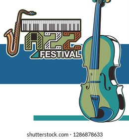 Vector musical flyer Jazz festival. Music poster background festival brochure flyer template. - Vector