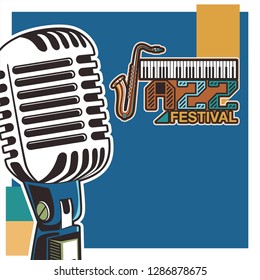 Vector musical flyer Jazz festival. Music poster background festival brochure flyer template. - Vector