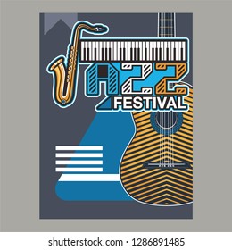 Vector musical flyer Jazz festival. Music poster background festival brochure flyer template. - Vector