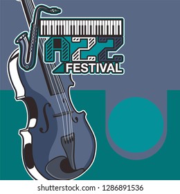 Vector musical flyer Jazz festival. Music poster background festival brochure flyer template. - Vector