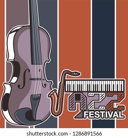 Vector musical flyer Jazz festival. Music poster background festival brochure flyer template. - Vector
