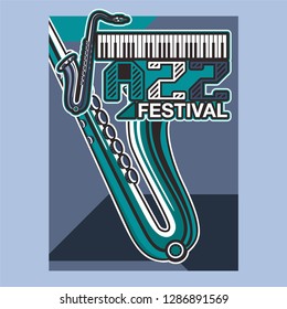 Vector musical flyer Jazz festival. Music poster background festival brochure flyer template. - Vector