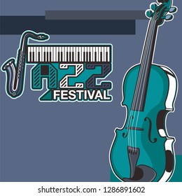 Vector musical flyer Jazz festival. Music poster background festival brochure flyer template. - Vector
