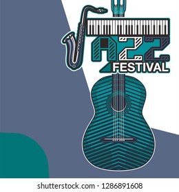 Vector musical flyer Jazz festival. Music poster background festival brochure flyer template. - Vector