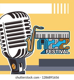 Vector musical flyer Jazz festival. Music poster background festival brochure flyer template. - Vector