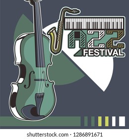 Vector musical flyer Jazz festival. Music poster background festival brochure flyer template. - Vector