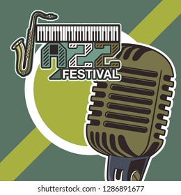 Vector musical flyer Jazz festival. Music poster background festival brochure flyer template. - Vector