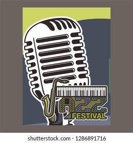 Vector musical flyer Jazz festival. Music poster background festival brochure flyer template. - Vector