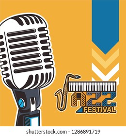 Vector musical flyer Jazz festival. Music poster background festival brochure flyer template. - Vector
