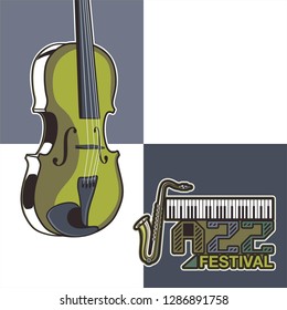 Vector musical flyer Jazz festival. Music poster background festival brochure flyer template. - Vector