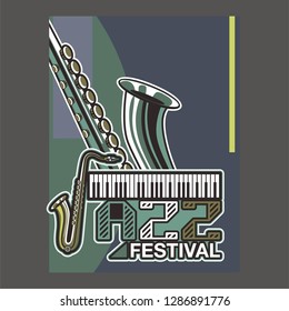 Vector musical flyer Jazz festival. Music poster background festival brochure flyer template. - Vector