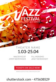 Vector musical flyer Jazz festival. Music poster background festival brochure flyer template